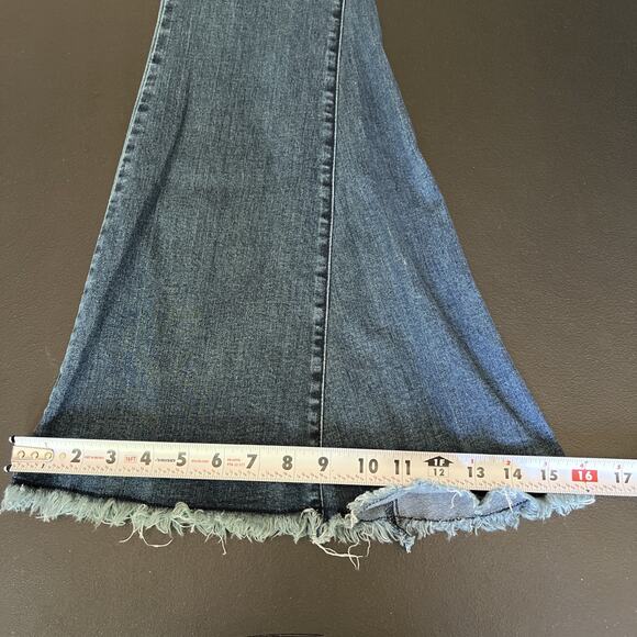 Mumu Blue Jeans 29 Blue Berkeley Zip Up Bells Dark Rainstorm Festival Hippie - Picture 11 of 11